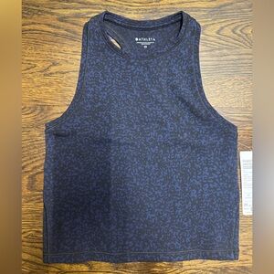 Athleta Shanti Crop Jacquard Tank in Blue and Black, Size: XS